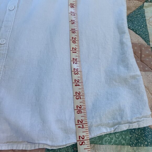Tenth + Ocean Linen Shirt Mens L White Button Up Short Sleeve Camp Coastal - Picture 7 of 7